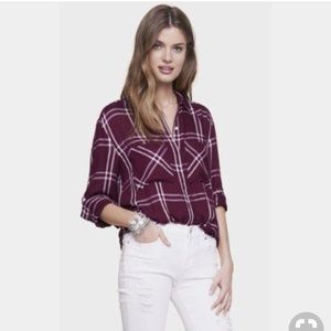 Oversized Windowpane Plaid Shirt - XS